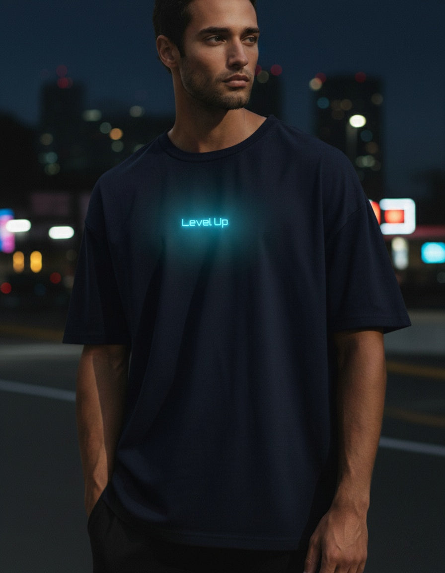Level Up Neon Glow Oversized T-Shirt