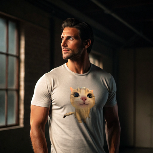 Big Eyed Cartoon Cat Tee -Unisex Crew T-Shirt